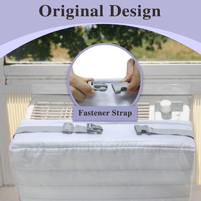 Indoor Air Conditioner Cover for Window Units, Inside Window AC Cover for Winter, fits up to 21"x 15" x 3.5"(Light Gray)