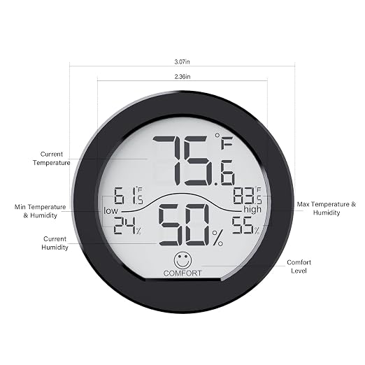 Indoor Digital Hygrometer 3 Pack Room Thermometer and Humidity Gauge LCD with Max and Min Records (Black), alternate product