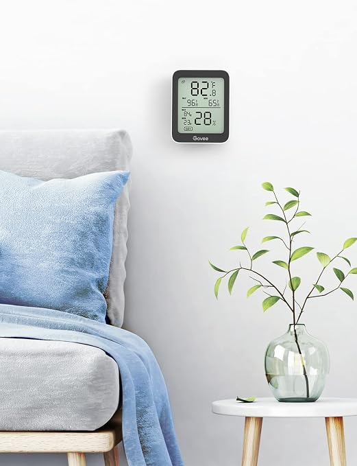 Indoor Hygrometer Thermometer 3 Pack, Bluetooth Humidity Temperature Gauge with Large LCD Display, Notification Alert with