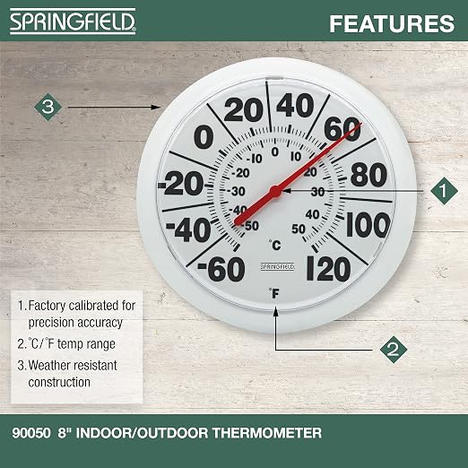 Indoor Outdoor Big and Bold Dial Thermometer, Wireless Thermometer with Easy to Read Large Numbers for Patio, Pool, alternate