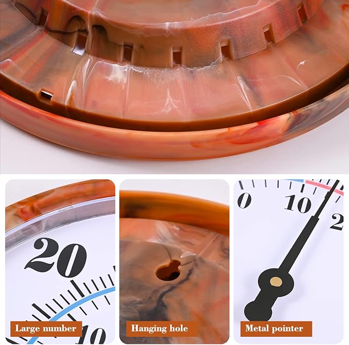 Indoor Outdoor Thermometer Hygrometer - 10Inch Outdoor Thermometers Large Number, 2 in 1 Thermometer Hygrometer, No Battery
