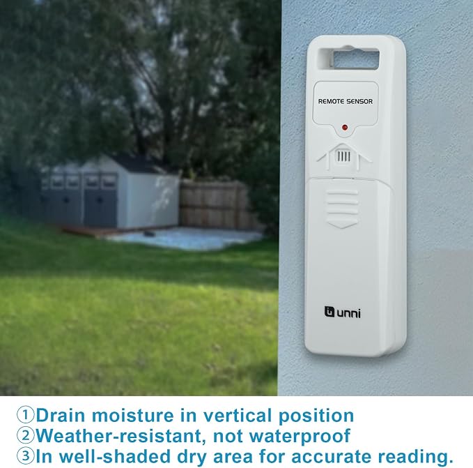 Indoor Outdoor Thermometer Hygrometer Wireless Weather Station, Temperature Humidity Monitor Battery Powered Inside Outside