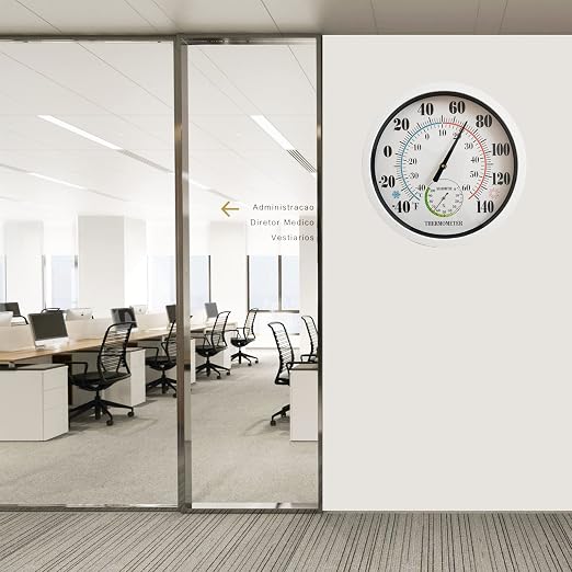Indoor Outdoor Thermometer Large Numbers 12 Inch Wall Weather Thermometer Hanging Garden Decor Hygrometer No Battery Needed