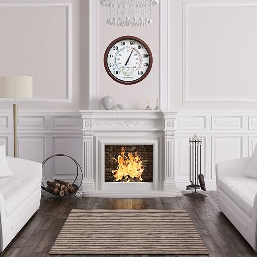 Indoor Outdoor Thermometer Large Numbers 12 Inch Wall Weather Thermometer Hanging Garden Decor Hygrometer No Battery Needed