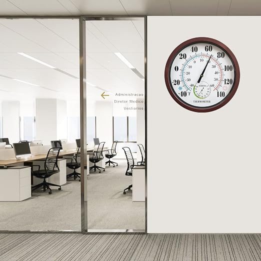 Indoor Outdoor Thermometer Large Numbers 12 Inch Wall Weather Thermometer Hanging Garden Decor Hygrometer No Battery Needed