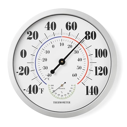 Indoor Outdoor Thermometer Wall Large Numbers Thermometer No Battery 12" Hanging Digital Weather Hygrometers for Home Garden