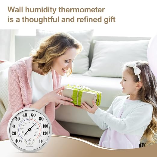 Indoor Outdoor Thermometer Wall Large Numbers Thermometer No Battery 12" Hanging Digital Weather Hygrometers for Home Garden