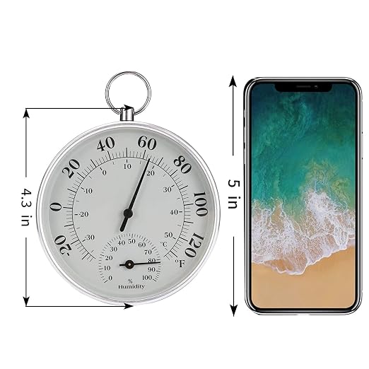 Indoor Outdoor Thermometer Wireless - Room Outdoor Thermometer Decorative, Thermometer and Humidity Gauge, Wall Thermometer