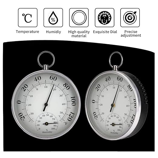 Indoor Outdoor Thermometer Wireless - Room Outdoor Thermometer Decorative, Thermometer and Humidity Gauge, Wall Thermometer