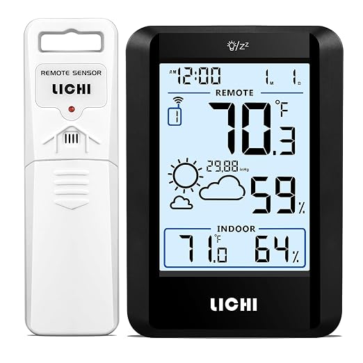 Indoor Outdoor Thermometer Wireless Weather Station External Thermometer Hygrometer Monitor with 330ft Range Remote Sensor
