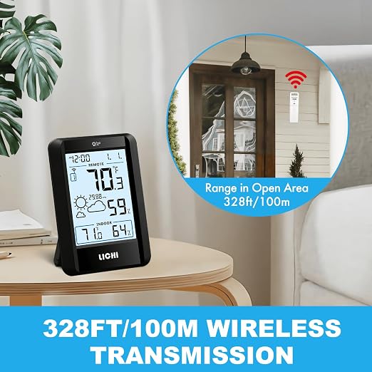 Indoor Outdoor Thermometer Wireless Weather Station External Thermometer Hygrometer Monitor with 330ft Range Remote Sensor