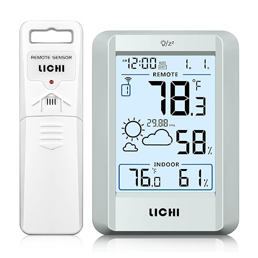 Indoor Outdoor Thermometer Wireless Weather Station External Thermometer Hygrometer Monitor with 330ft Range Remote Sensor