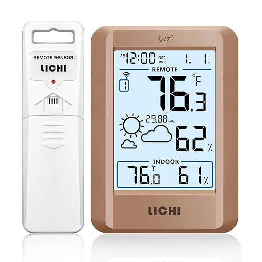 Indoor Outdoor Thermometer Wireless Weather Station External Thermometer Hygrometer Monitor with 330ft Range Remote Sensor