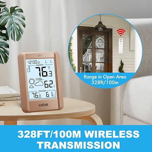 Indoor Outdoor Thermometer Wireless Weather Station External Thermometer Hygrometer Monitor with 330ft Range Remote Sensor