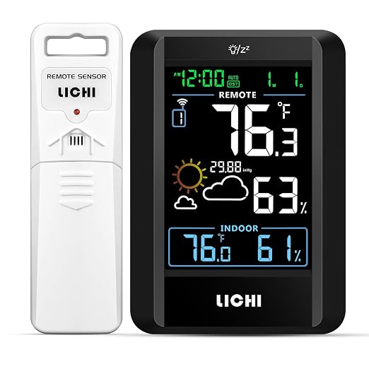 Indoor Outdoor Thermometer Wireless Weather Station External Thermometer Hygrometer Monitor with 330ft Range Remote Sensor