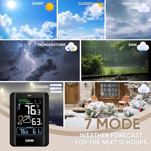 Indoor Outdoor Thermometer Wireless Weather Station External Thermometer Hygrometer Monitor with 330ft Range Remote Sensor