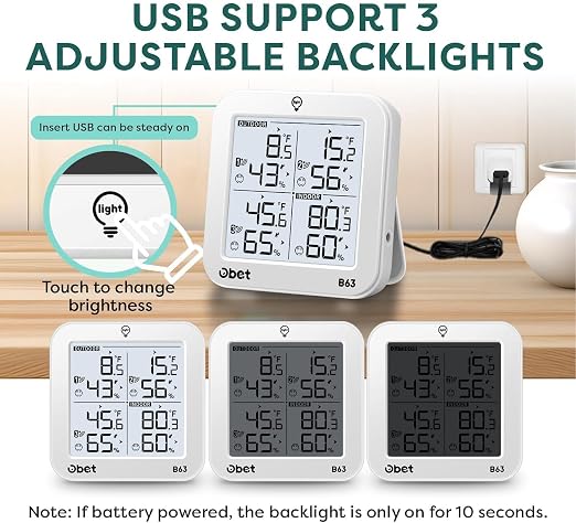 Indoor Outdoor Thermometer Wireless Weather Station with 3 Sensors, Digital Hygrometer Remote Thermometer, Thermometer
