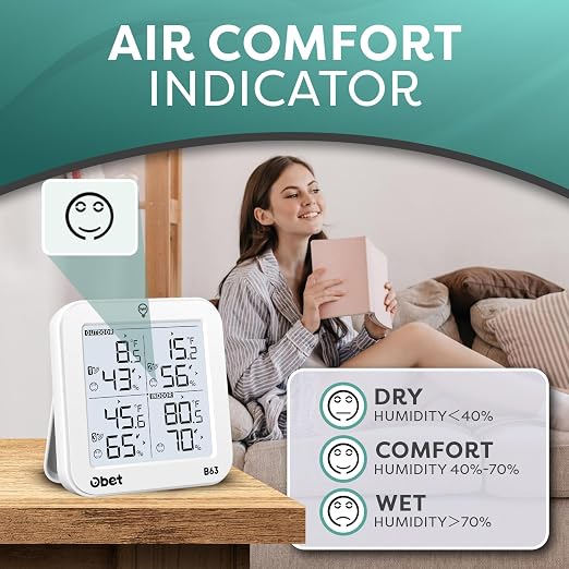 Indoor Outdoor Thermometer Wireless Weather Station with 3 Sensors, Digital Hygrometer Remote Thermometer, Thermometer