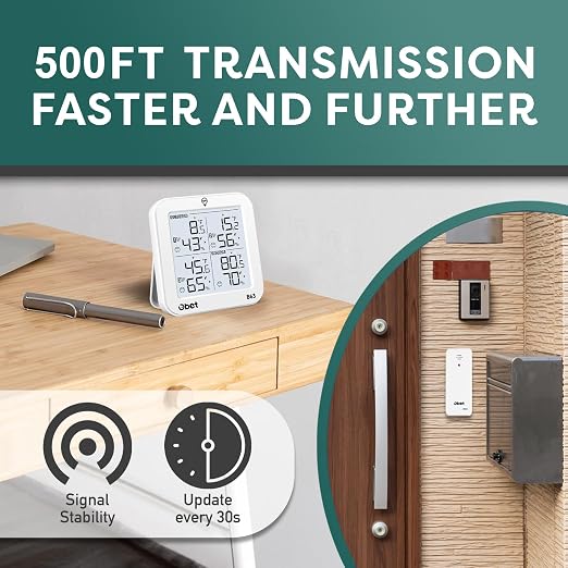Indoor Outdoor Thermometer Wireless Weather Station with 3 Sensors, Digital Hygrometer Remote Thermometer, Thermometer