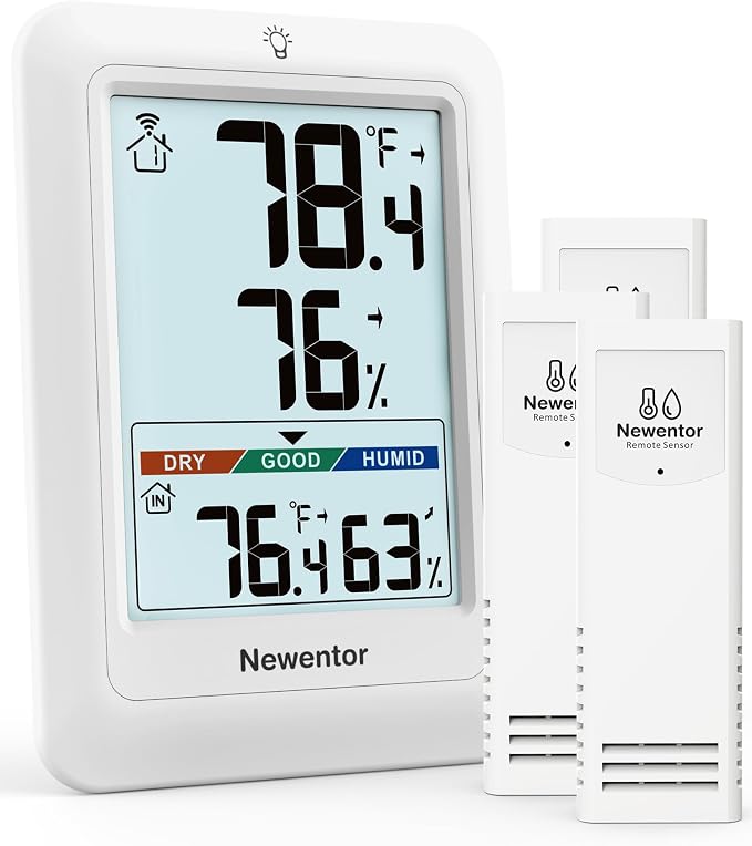 Indoor Outdoor Thermometer Wireless, Weather Stations Wireless Indoor Outdoor, Outdoor Thermometers for Patio House, Outside