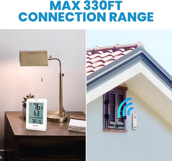 Indoor Outdoor Thermometer Wireless, Weather Stations Wireless Indoor Outdoor, Outdoor Thermometers for Patio House, Outside