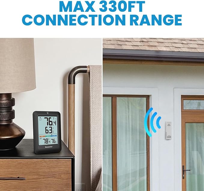 Indoor Outdoor Thermometer Wireless, Weather Stations Wireless Indoor Outdoor, Outdoor Thermometers for Patio, alternate view