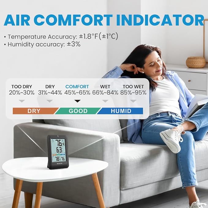 Indoor Outdoor Thermometer Wireless, Weather Stations Wireless Indoor Outdoor, Outdoor Thermometers for Patio, alternate view