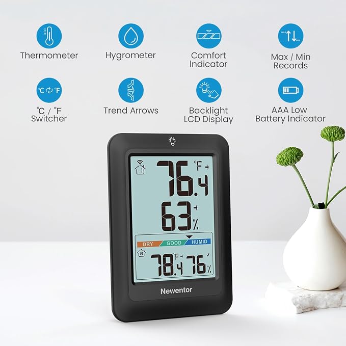 Indoor Outdoor Thermometer Wireless, Weather Stations Wireless Indoor Outdoor, Outdoor Thermometers for Patio, alternate view