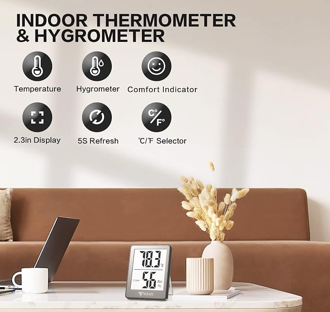 Indoor Thermometer [3 Packs], Mini Digital Hygrometer Room Thermometer, Humidity Meters, Accurate Temperature Humidity