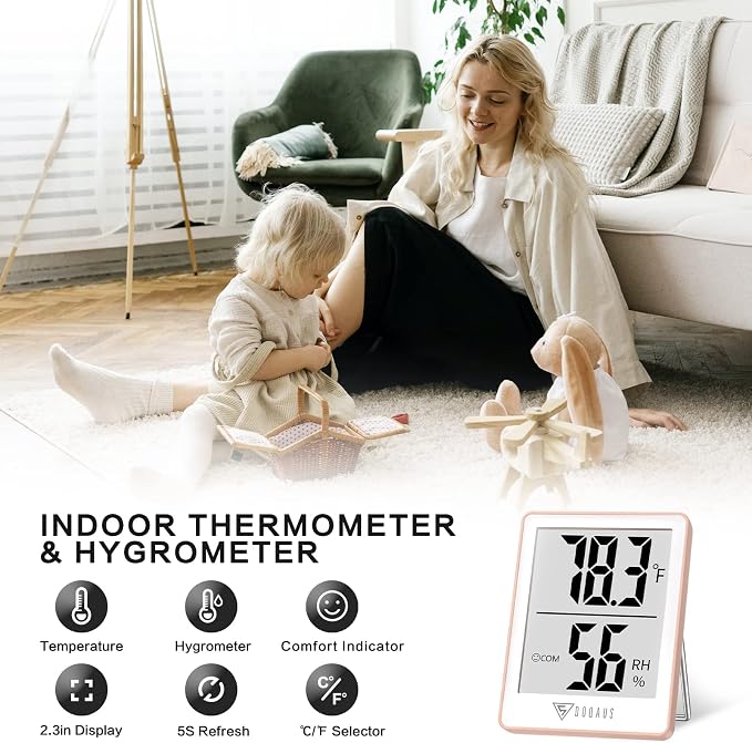 Indoor Thermometer for Home, Room Thermometer Humidity Meter with Temperature Humidity Sensor for Home, Bedroom, Baby Room