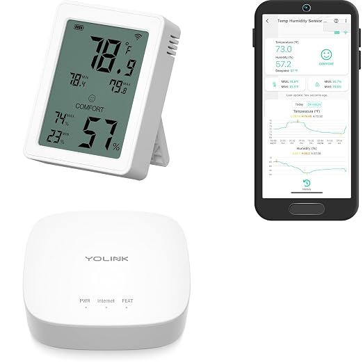 Indoor Thermometer Hygrometer YS8023 with LCD Comfort Display, Magnetic Mount for Kitchen Use, Max/Min Tracking