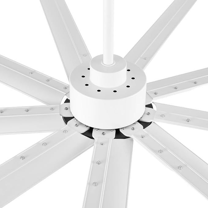 Industrial Ceiling Fan No Light 84", 9 Aluminum Blades, 6 Speed Remote Control, Reversible DC Motor, for Home and Commercial