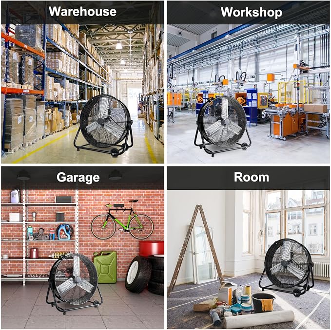 Industrial Fan 30 Inch Heavy Duty Drum 3 Speed 13000CFM Air Circulation High Velocity Fan For Warehouse, Workshop, Factory