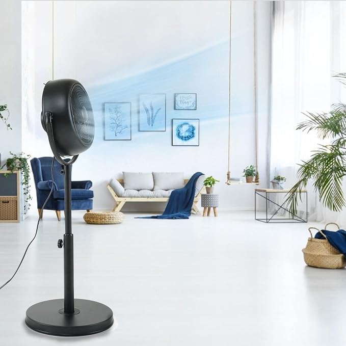 Industrial Retro Pedestal Fan, 360° Rotatable Stand Fan, 3 Speed Adjustable, Adjustable Height Pedestal Stand Fan, alternate