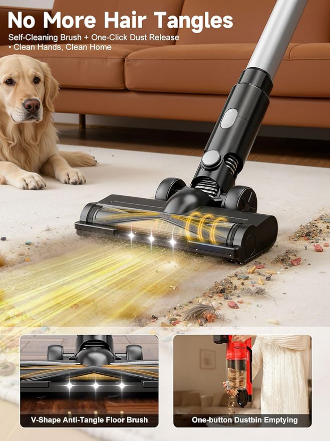 60KPa Cordless Vacuum Cleaner for Home, 700W Brushless Motor Handheld Vacuum, Dual 8000mAh Batteries, Up to 70-Min