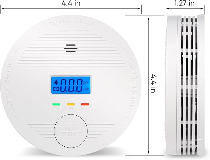 Interconnected Smoke and Carbon Monoxide Detector, 10-Year Battery Wireless Interlinked Smoke & CO Alarm with, alternate view