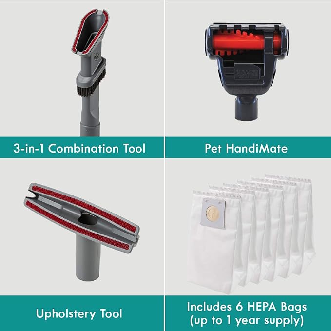 Intuition Bagged Upright Vacuum Lift-Up Carpet Cleaner 2-Motor Power Suction with HEPA Filter, 3-in-1 Combination Tool