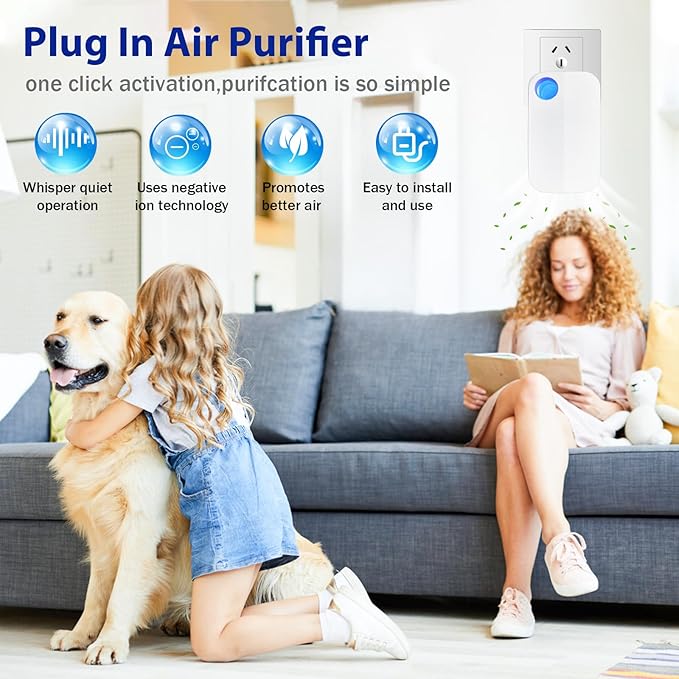Ion Clear Air purifiers Plug in Air Ionizers for Home Portable and Quiet Ionic Air Purifiers for Bedroom Toilet Office