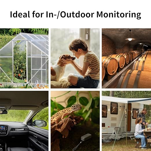 IP65 Indoor Outdoor Hygrometer Thermometer Wireless, 394ft Bluetooth Range, Refrigerator Thermometer, Dewpoint/VPD/Absolute