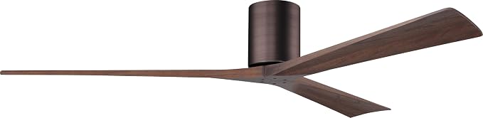 IR3H-BB-WA-72 Irene Damp Rated Flush Mount 72" Ceiling Fan with Remote & Wall Control, Silent DC Motor, 3 Walnut Tone Solid