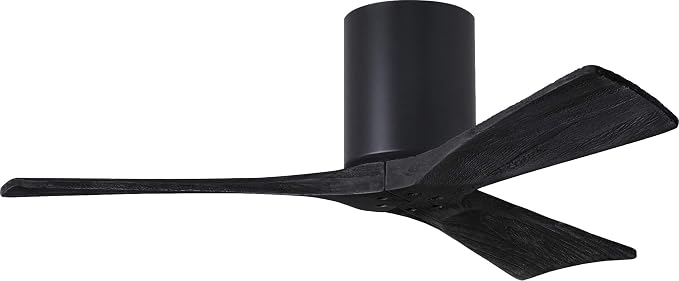 IR3H-BK-BK-42 Irene Damp Rated Flush Mount 42" Ceiling Fan with Remote & Wall Control, Silent DC Motor, 3 Solid