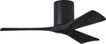 IR3H-BK-BK-42 Irene Damp Rated Flush Mount 42" Ceiling Fan with Remote & Wall Control, Silent DC Motor, 3 Solid