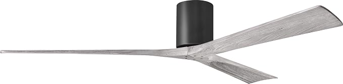 IR3H-BK-BW-72 Irene Damp Rated Flush Mount 72" Ceiling Fan with Remote & Wall Control, Silent DC Motor, 3 Barn
