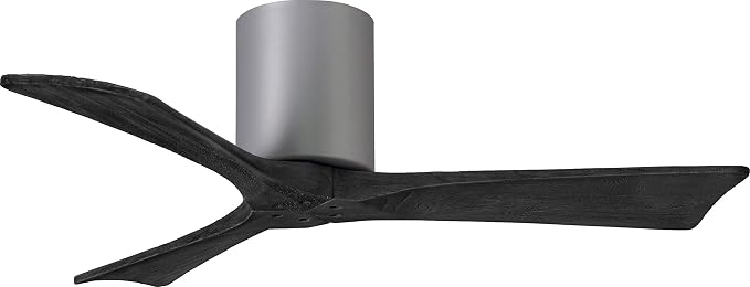 IR3H-BN-BK-42 Irene Damp Rated Flush Mount 42" Ceiling Fan with Remote & Wall Control, Silent DC Motor, 3 Matte