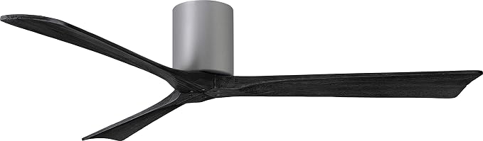 IR3H-BN-BK-60 Irene Damp Rated Flush Mount 60" Ceiling Fan with Remote & Wall Control, Silent DC Motor, 3 Matte