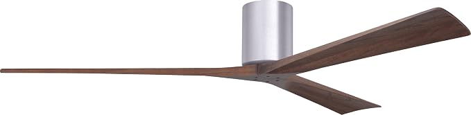 IR3H-BN-WA-72 Irene Damp Rated Flush Mount 72" Ceiling Fan with Remote & Wall Control, Silent DC Motor, 3 Walnut Tone Solid