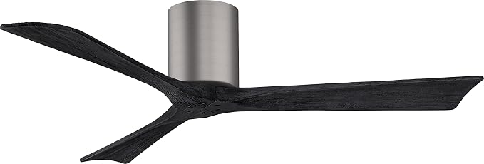 IR3H-BP-BK-52 Irene Damp Rated Flush Mount 52" Ceiling Fan with Remote and Wall Control, Silent DC Motor, 3