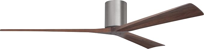 IR3H-BP-WA-72 Irene Damp Rated Flush Mount 72" Ceiling Fan with Remote & Wall Control, Silent DC Motor, 3 Walnut