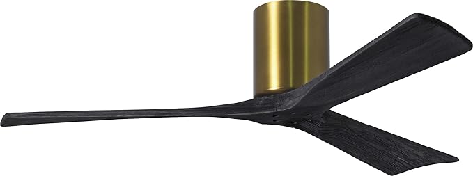 IR3H-BRBR-BK-52 Irene Damp Rated Flush Mount 52" Ceiling Fan with Remote & Wall Control, Silent DC Motor, 3 Matte Black Solid