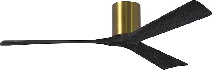 IR3H-BRBR-BK-60 Irene Damp Rated Flush Mount 60" Ceiling Fan with Remote & Wall Control, Silent DC Motor, 3 Matte Black Solid